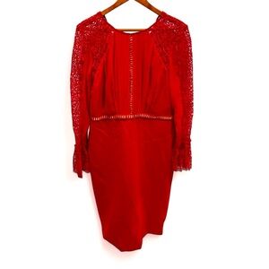Stunning Catherine Dean red Nieve dress lace boho cuff midi